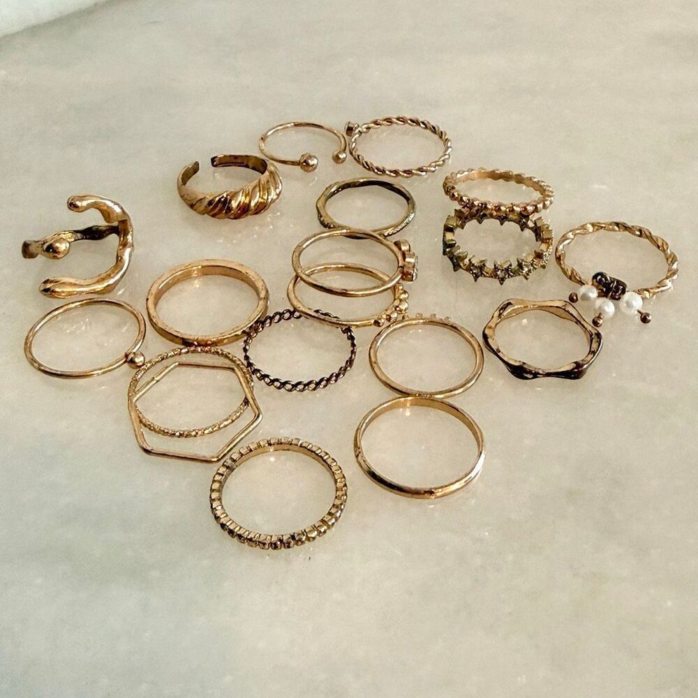 Lot of 19 Altar'd State Various Statement Ring Set Gold-tone Multi-sizes